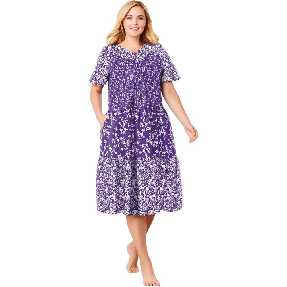 image:imageOnly Necessities Plus Size Tiered Print LoungerPlum Burst Floral