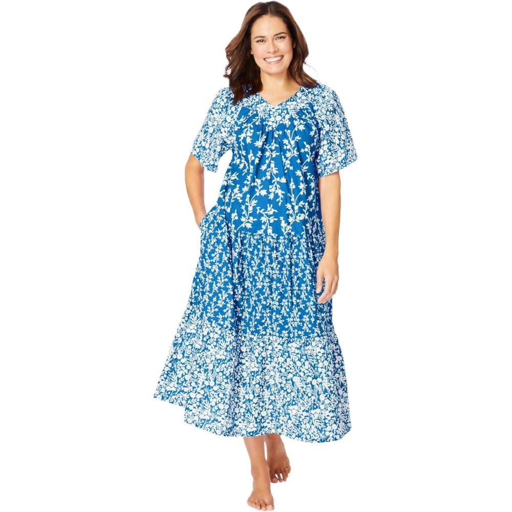 image:imageOnly Necessities Plus Size Tiered Print LoungerPool Blue Floral
