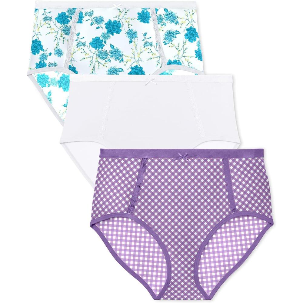 image:imagePlus Size Full Coverage Microfiber Panty 3PackFloral Gingham Pack