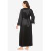Amoureuse Plus Size The Luxe Satin Long Peignoir Set(Black)