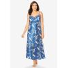Amoureuse Plus Size The Luxe Satin Long Peignoir Set(Blue Dream Crane)