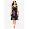 Amoureuse Plus Size The Luxe Satin Short Peignoir Set(Black Floral)