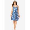Amoureuse Plus Size The Luxe Satin Short Peignoir Set(Blue Dream Crane)