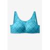 Comfort Choice Women’s Plus Size Cotton Back-Close Wireless Bra(Caribbean Blue Bias Plaid)