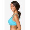 Comfort Choice Women’s Plus Size Cotton Back-Close Wireless Bra(Caribbean Blue Bias Plaid)