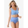 Comfort Choice Women’s Plus Size Cotton Back-Close Wireless Bra(French Blue Stars)