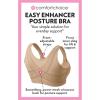 Comfort Choice Women’s Plus Size Easy Enhancer Front Close Wireless Posture Bra(White)