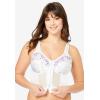 Comfort Choice Women’s Plus Size Embroidered Front-Close Longline Posture Bra(Black Embroidery)
