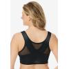 Comfort Choice Women’s Plus Size Front-Close Embroidered Wireless Posture Bra(Black Floral Embroidery)