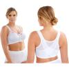 Comfort Choice Women’s Plus Size Front-Close Embroidered Wireless Posture Bra(Evening Blue Floral)