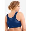 Comfort Choice Women’s Plus Size Front-Close Embroidered Wireless Posture Bra(Evening Blue Floral)