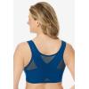 Comfort Choice Women’s Plus Size Front-Close Embroidered Wireless Posture Bra(Ocean Teal Floral Embroidery)