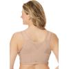 Comfort Choice Women’s Plus Size Front-Close Embroidered Wireless Posture Bra(White Floral)