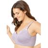 Comfort Choice Women’s Plus Size Front-Close Embroidered Wireless Posture Bra(White Floral)