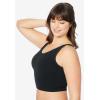 Comfort Choice Women’s Plus Size Longline Ribbed Leisure Bra(Black)