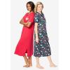 Dreams & Co. Plus Size 2-Pack Long Henley Sleepshirt(Evening Blue Butterfly)