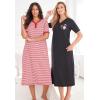 Dreams & Co. Plus Size 2-Pack Long Henley Sleepshirt(Pale Lilac Swan)
