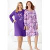 Dreams & Co. Plus Size 2-Pack Long-Sleeve Sleepshirt(Black Animal Paw)