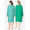 Dreams & Co. Plus Size 2-Pack Long-Sleeve Sleepshirt(Plum Burst Penguins)