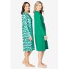Dreams & Co. Plus Size 2-Pack Long-Sleeve Sleepshirt(Plum Burst Penguins)