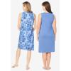 Dreams & Co. Plus Size 2-Pack Sleeveless Sleepshirt(French Blue Tie Dye Moon)