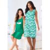 Dreams & Co. Plus Size 2-Pack Sleeveless Sleepshirt(Tropical Emerald Cat)
