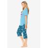 Dreams & Co. Plus Size 2-Piece Capri PJ Set(Deep Teal Bows)