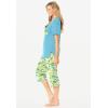 Dreams & Co. Plus Size 2-Piece Capri PJ Set(Pale Ocean Lemon)