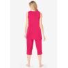 Dreams & Co. Plus Size 2-Piece Terry Tank And Capri Sleep Set(Pink Burst)