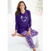 Dreams & Co. Plus Size Cozy Pajama Set(Deep Teal Moose)
