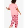 Dreams & Co. Plus Size Graphic Tee PJ Set(Pretty Orchid Roses)