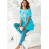 Dreams & Co. Plus Size Graphic Tunic PJ Set(Dusty Indigo Animal Paw)