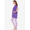 Dreams & Co. Plus Size Graphic Tunic PJ Set(Dusty Indigo Animal Paw)