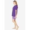 Dreams & Co. Plus Size Knit Pj Short Set(Plum Burst Floral Butterfly)