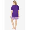 Dreams & Co. Plus Size Knit Pj Short Set(Plum Burst Floral Butterfly)