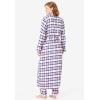 Dreams & Co. Plus Size Long Flannel Robe(Deep Teal Plaid)