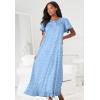 Dreams & Co. Plus Size Long Floral Print Cotton Gown(French Blue Garden)