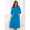 Dreams & Co. Plus Size Long French Terry Robe(Pink Burst)