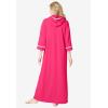 Dreams & Co. Plus Size Long French Terry Robe(Pink Burst)