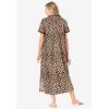 Dreams & Co. Plus Size Long Henley Sleepshirt(Classic Leopard)