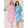 Dreams & Co. Plus Size Long Tagless Sleepshirt(Soft Iris Hearts)