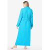 Dreams & Co. Plus Size Long Terry Robe(French Blue Stripe)
