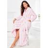 Dreams & Co. Plus Size Long Terry Robe(French Blue Stripe)