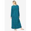 Dreams & Co. Plus Size Long-Sleeve Gown(Black Roses)