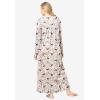 Dreams & Co. Plus Size Long-Sleeve Gown(Classic Red Birds)