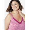 Dreams & Co. Plus Size Marled Lace-Trim Sleep Tank(Deep Teal Marled)