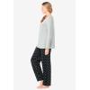 Dreams & Co. Plus Size Petite Long Sleeve Knit PJ Set(Black Dot)