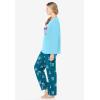 Dreams & Co. Plus Size Petite Long Sleeve Knit PJ Set(Deep Teal Bows)