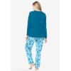 Dreams & Co. Plus Size Petite Long Sleeve Knit PJ Set(Deep Teal Cat)