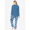 Dreams & Co. Plus Size Petite Long Sleeve Knit PJ Set(Dusty Indigo Snow Bunny)